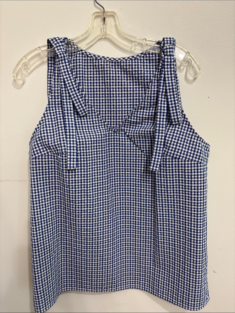 Navy Gingham Tie-Shoulder Camisole
